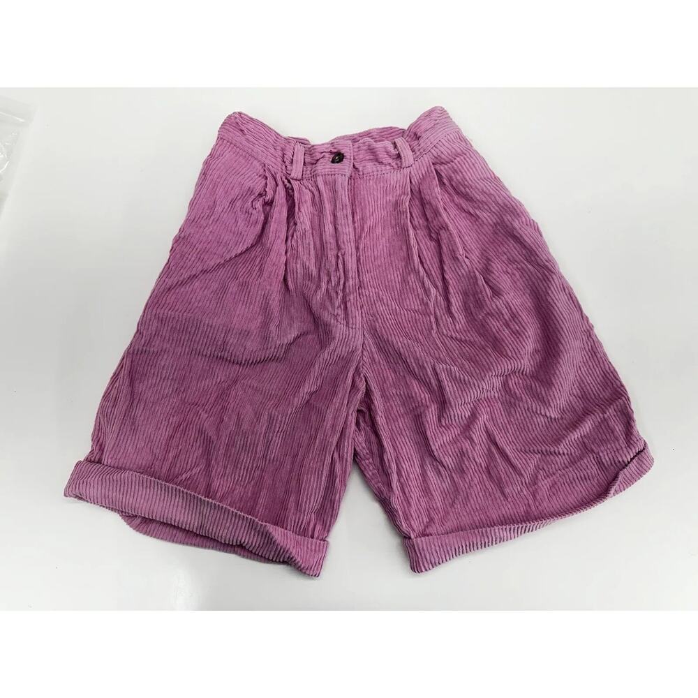 Kyoto Kasuals Womens Shorts Size 5 Pink Corduroy High Waisted Pleated Vintage